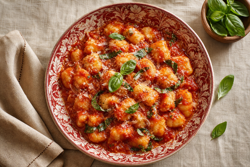 Gnocchi with tomato and basil sauce