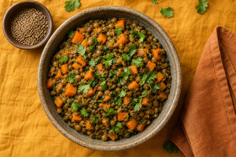 Lentilles coriandre et légumes au Cookeo, recette GustoPlan