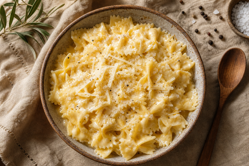 Melted cheese farfalle, GustoPlan recipe
