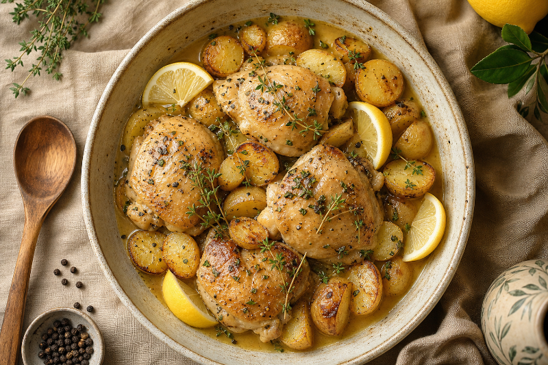 Poulet citron thym, recette GustoPlan