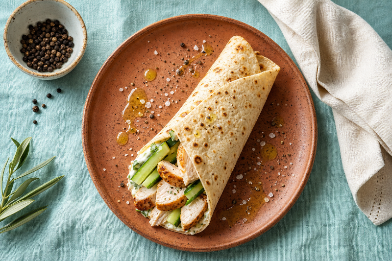 Turkey and cucumber wrap, GustoPlan recipe
