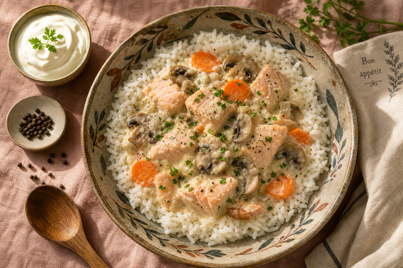 Blanquette de Saumon et Riz