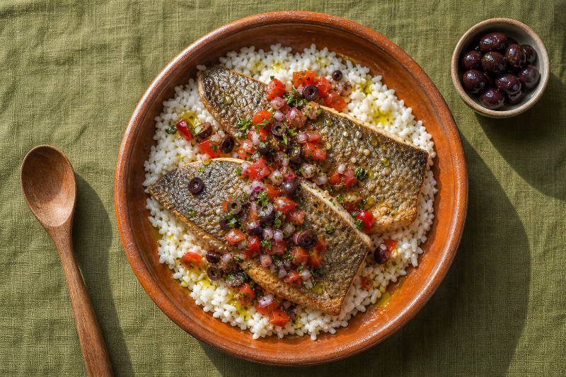 Merlu sauce vierge et riz, recette GustoPlan