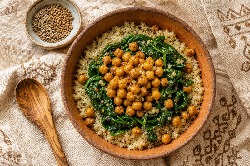 Quinoa, épinards et pois chiches, recette GustoPlan