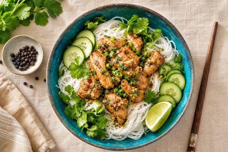 Bun poulet aux herbes, recette GustoPlan