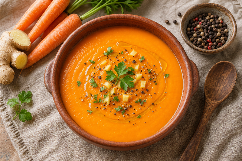 Soupe carottes gingembre, recette GustoPlan