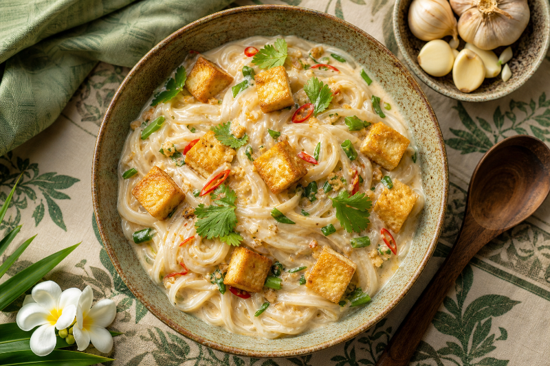 Nouilles au tofu et lait de coco, recette GustoPlan