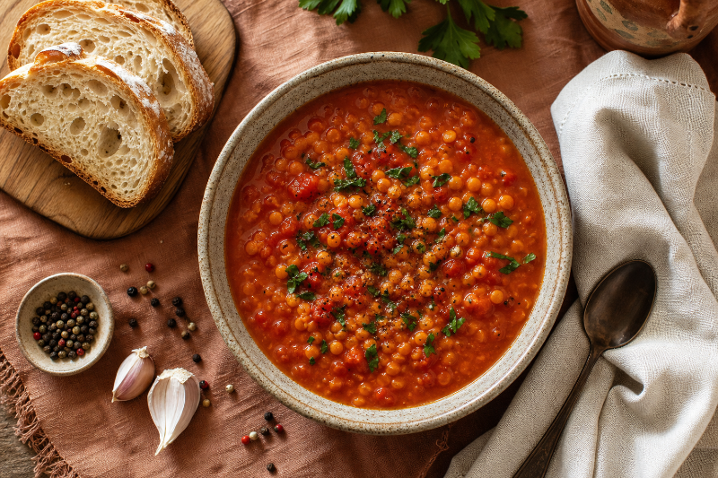 Soupe tomate et lentilles, recette GustoPlan