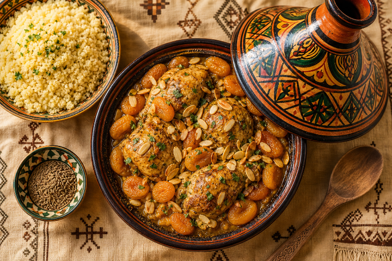 Tajine de poulet aux abricots, recette GustoPlan