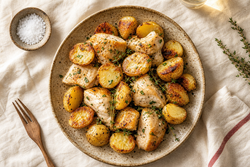 Roasted potatoes and chicken, GustoPlan recipe