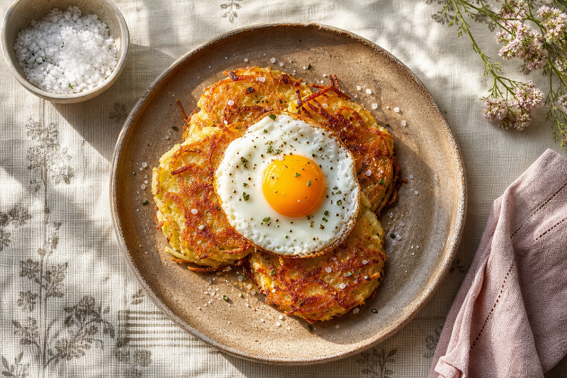 Galettes de pommes de terre et œufs, recette GustoPlan
