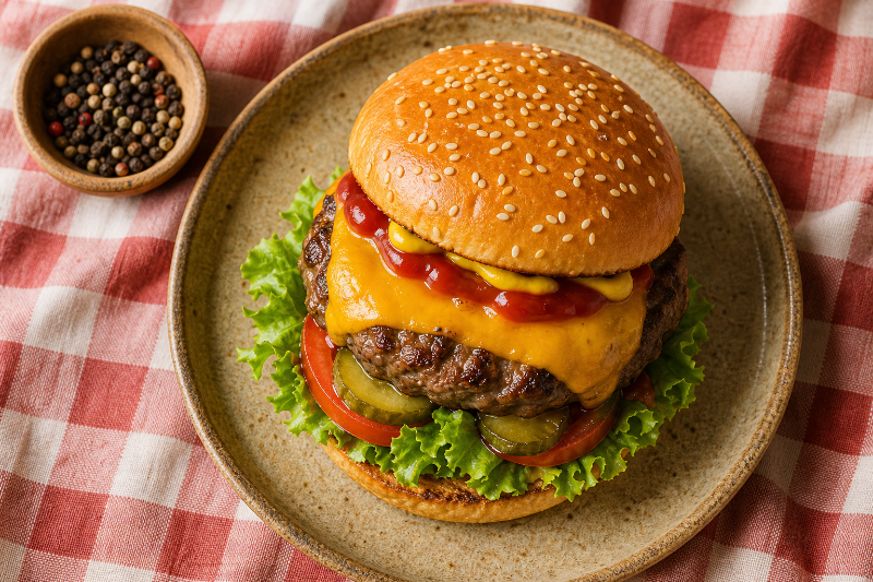 Burger de bœuf cheddar, recette GustoPlan