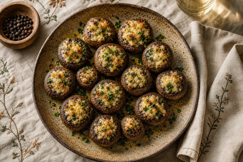 Champignons farcis au fromage à l'air fryer, recette GustoPlan