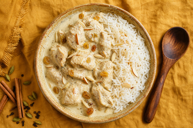 Poulet korma et riz basmati, recette GustoPlan
