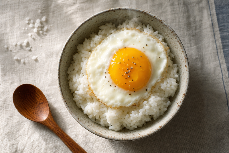 White rice with a fried egg, GustoPlan recipe