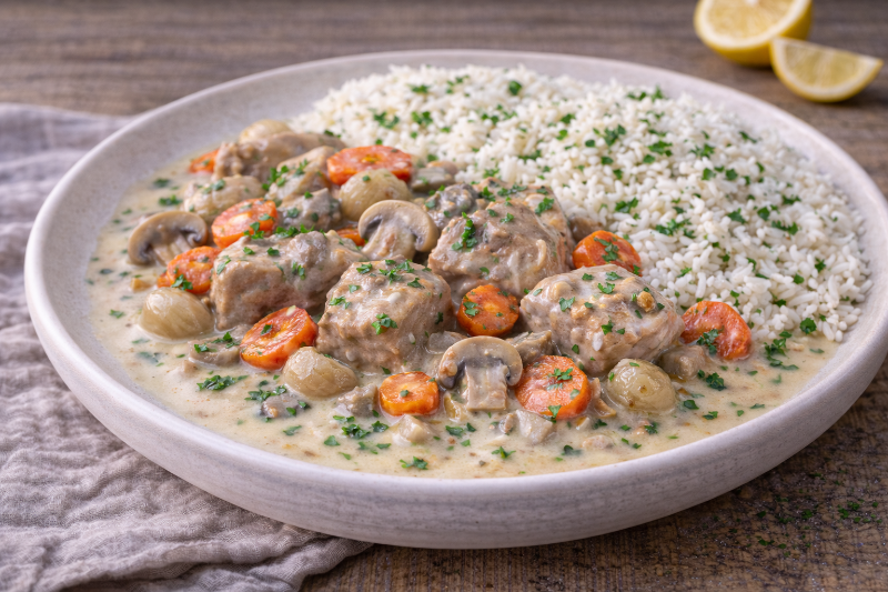 Blanquette de Veau avec Riz et Carottes