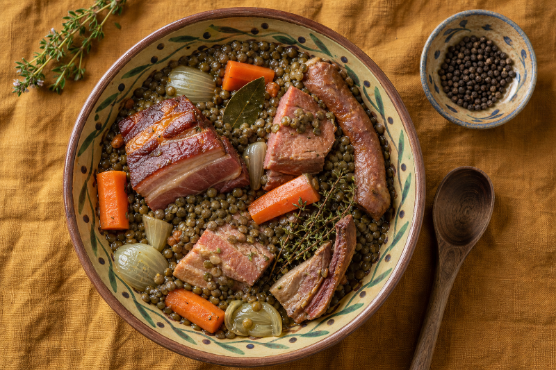 Petit salé with lentils