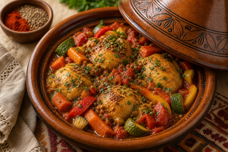 Tajine de poulet aux légumes, recette GustoPlan