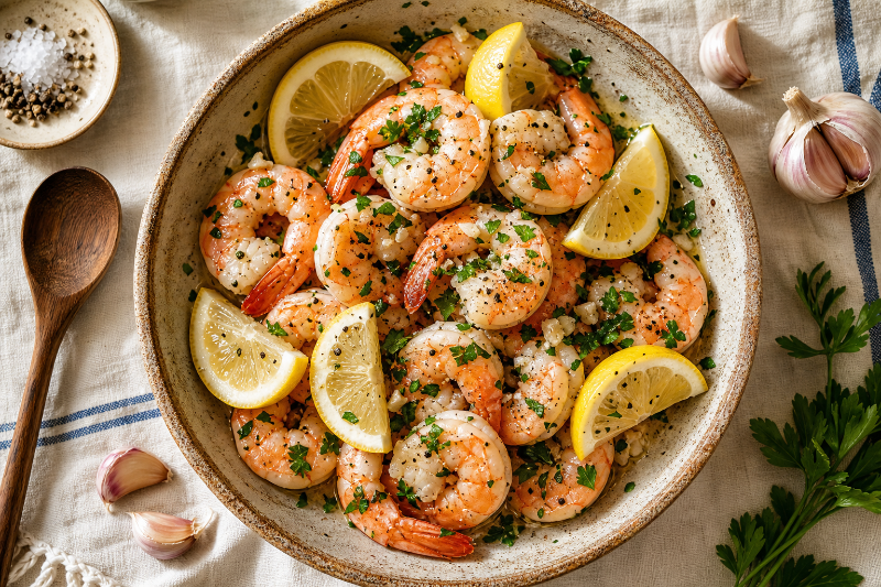 Crevettes à l'ail et persil, recette GustoPlan