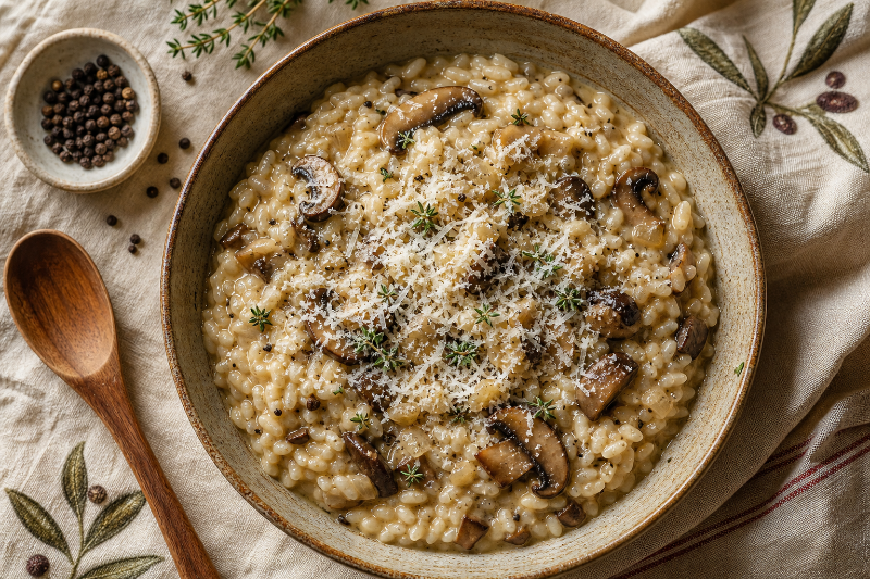 Risotto aux champignons, recette GustoPlan
