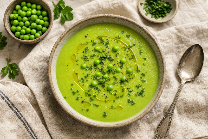 Velouté de petits pois au persil, recette GustoPlan