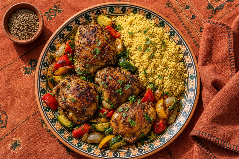 Roast chicken with couscous and vegetables, GustoPlan recipe