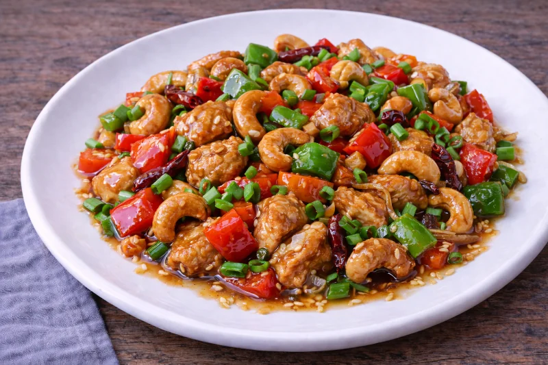 Poulet sauté aux noix de cajou et poivrons