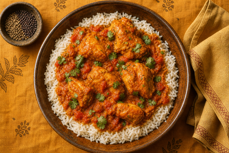 Poulet Madras et riz basmati, recette GustoPlan