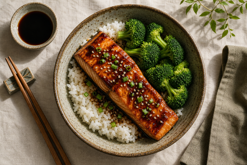 Saumon teriyaki brocolis, recette GustoPlan