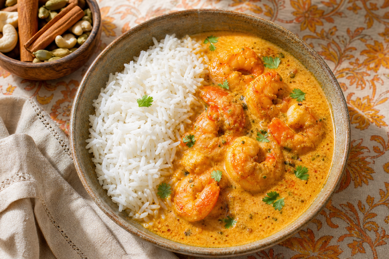 Chingri malai curry, crevettes au lait de coco, recette GustoPlan