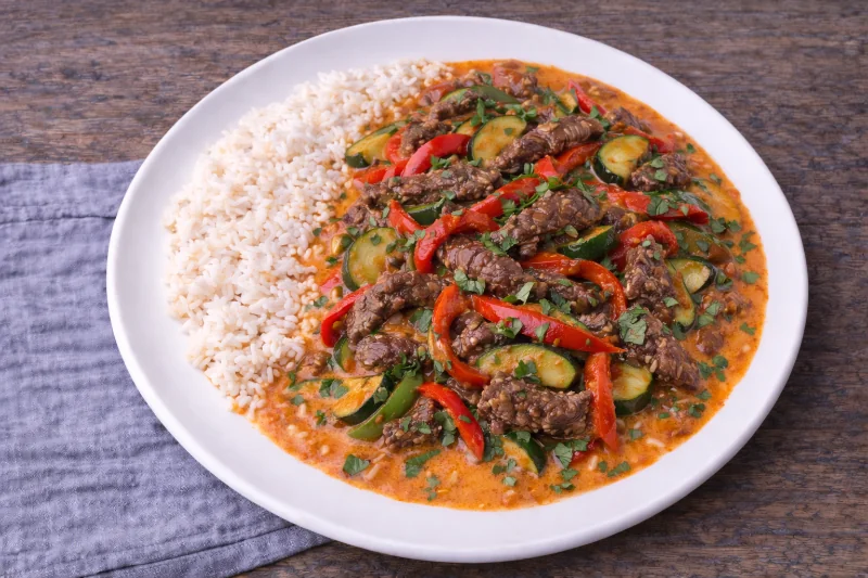 Curry Rouge Thaï au Boeuf