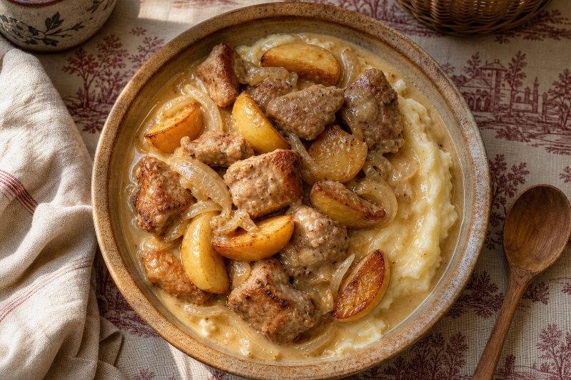 Pork with cider and apples, GustoPlan recipe