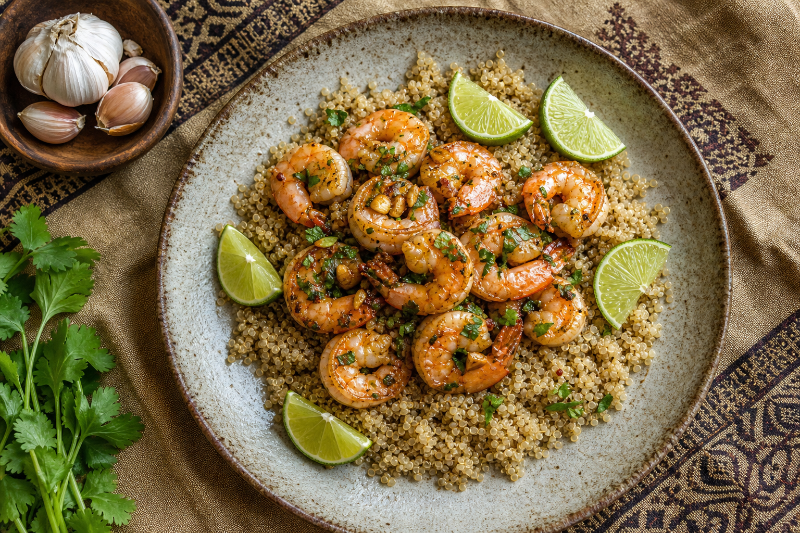 Lime prawns with quinoa, GustoPlan recipe