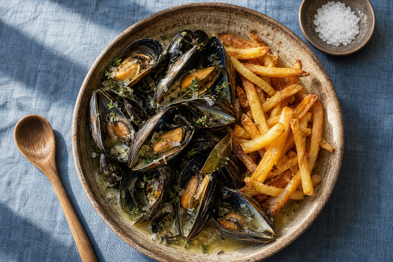 Moules marinières et frites, recette GustoPlan
