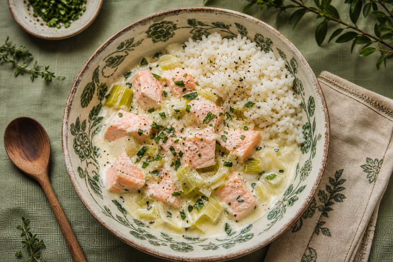 Leek and Salmon Fondue