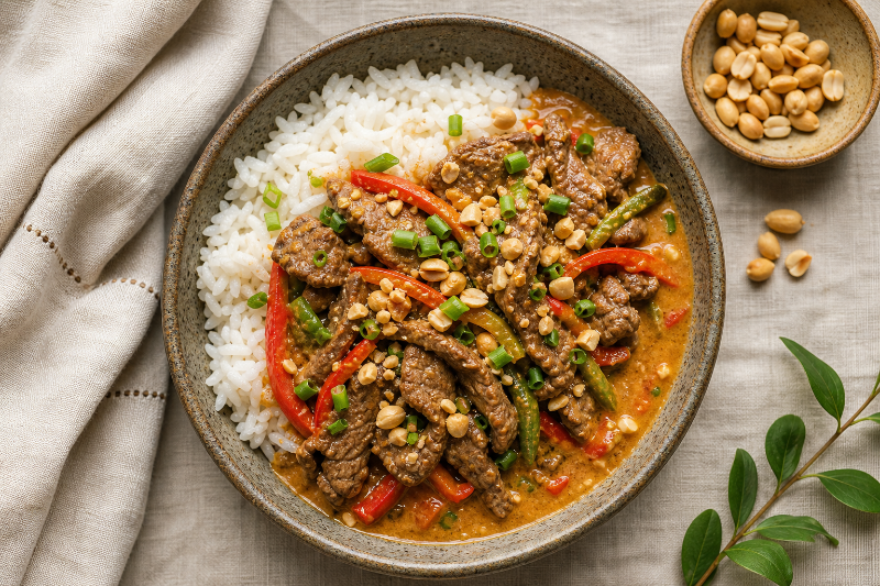 Bœuf sauce saté, recette GustoPlan