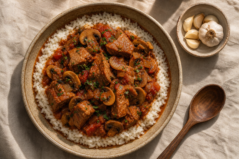 Sauté de veau Marengo, recette GustoPlan