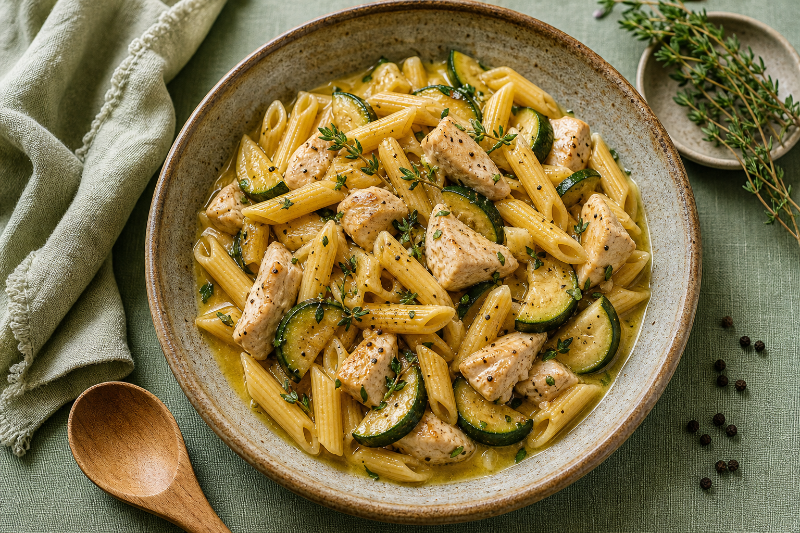 Mini penne Express au poulet et courgettes au Cookeo — recette GustoPlan