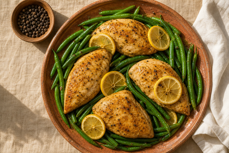 Poulet citron et haricots verts, recette GustoPlan