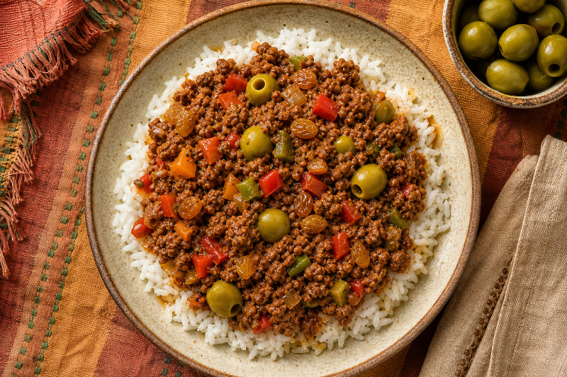 Picadillo de bœuf et riz, recette GustoPlan