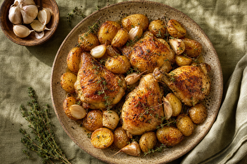 Roasted Chicken with Garlic and Baby Potatoes