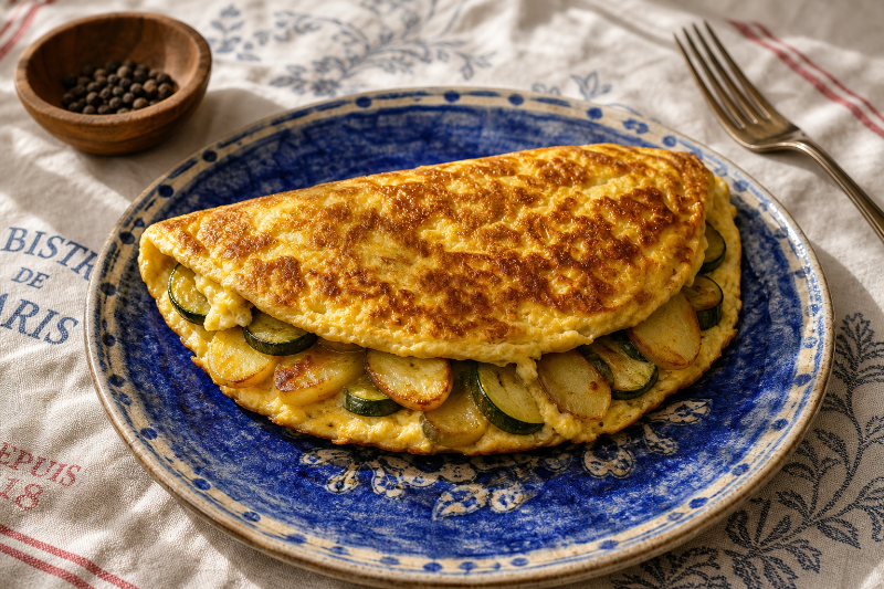 Omelette aux pommes de terre et courgettes, recette GustoPlan