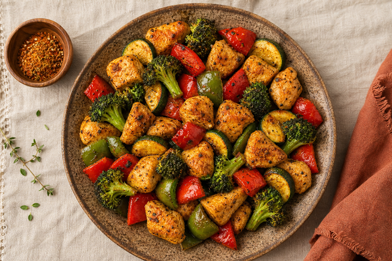 Air fryer chicken and vegetables