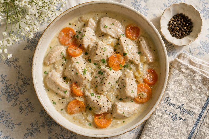 Chicken blanquette in the pressure cooker, GustoPlan recipe