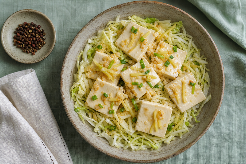 Tofu gingembre et chou, recette GustoPlan