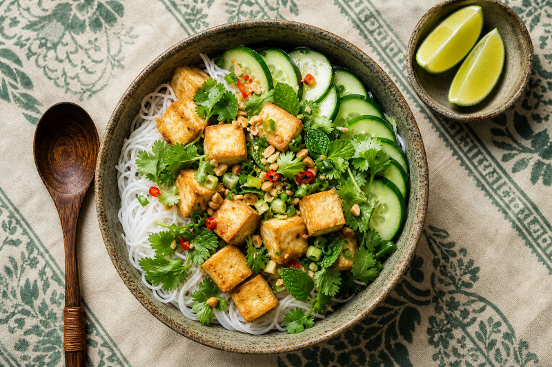 Bun tofu aux herbes, recette GustoPlan