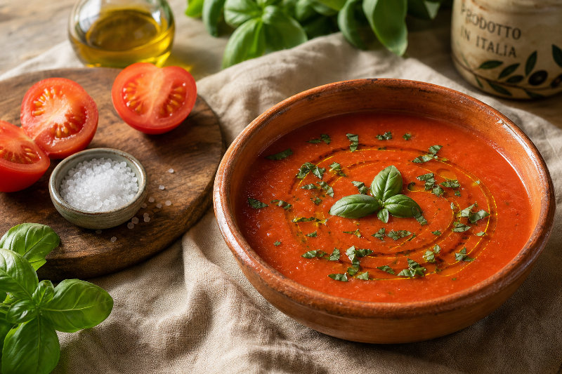 Soupe tomate basilic, recette GustoPlan
