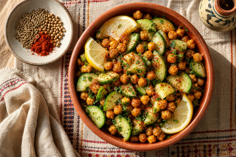Pois chiches au paprika et concombre, recette GustoPlan