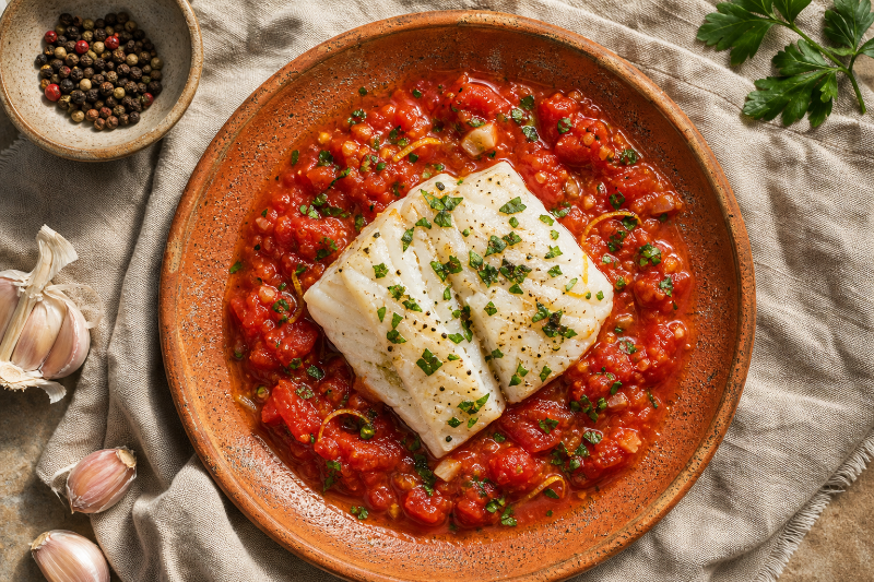 Cabillaud tomate méditerranéen au Cookeo, recette GustoPlan