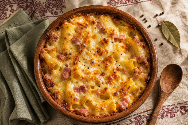 Rigatoni Gratin with Ham and Cheese